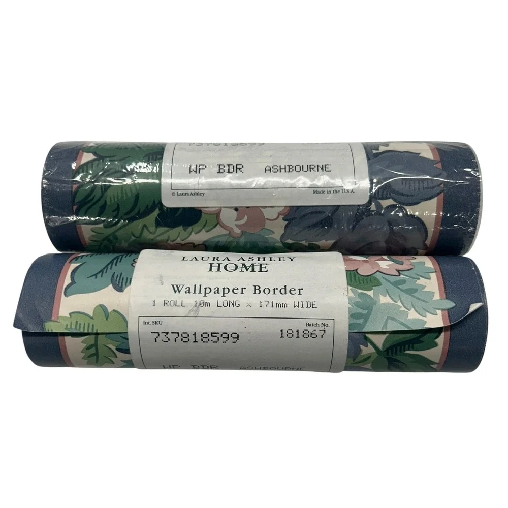 Laura Ashley Ashbourne‎ Floral Wallpaper Border 2 Rolls Vintage Cottagecore